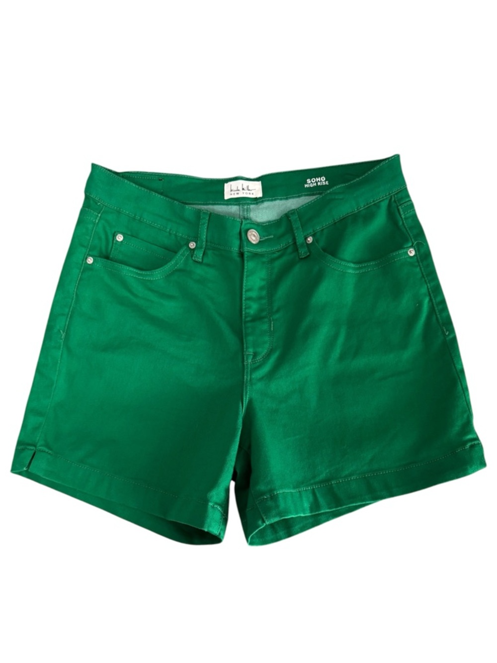 Nicole Miller Soho High Rise Jean Shorts Classic 5 Pocket Bright Green Size 6